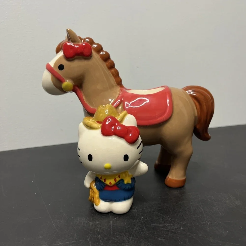 Hello Kitty X Blue Sky Western Cowgirl & Horse Ceramic Tea Light Holder NEW